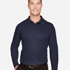 Devon & Jones Men's CrownLux Performance® Plaited Long Sleeve Polo