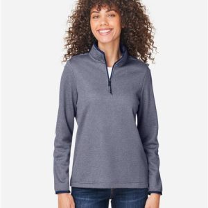 CORE365 Women's Venture Heathered Stripe Quarter-Zip Pullover