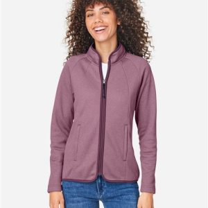 CORE365 Women's Venture Heathered Stripe Full-Zip Jacket