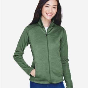 Devon & Jones Women's Newbury Colorblock Mélange Fleece Full-Zip Jacket