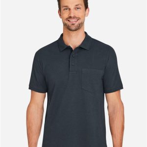 Harriton Men's Valiant Cotton Snag Protect Pocket Polo