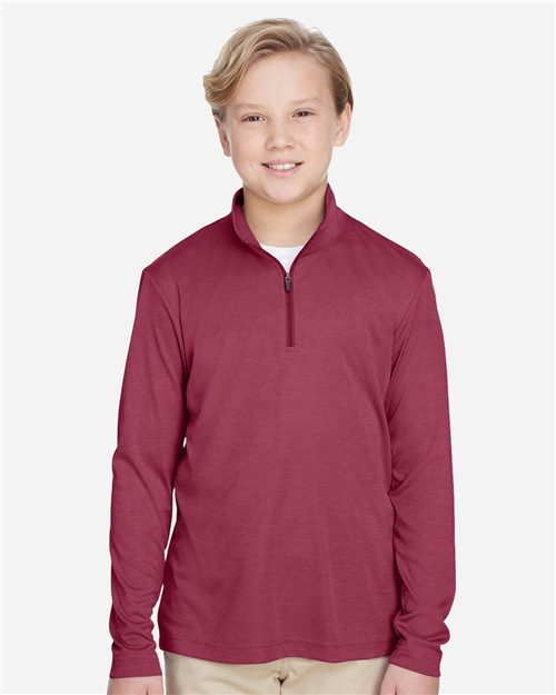 Team 365 Youth Zone Sonic Heather Performance Quarter-Zip Pullover