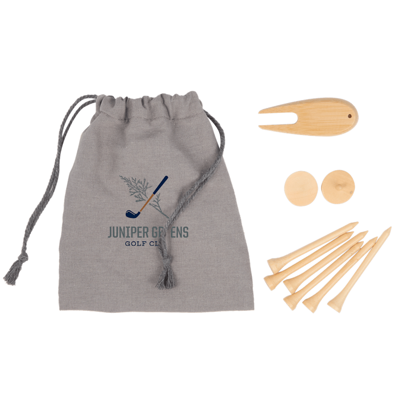 Bamboo Golf Tee Set with Recycled Pouch