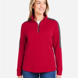 CORE365 Women's Market Snag Protect Mesh Colorblock Quarter-Zip Pullover