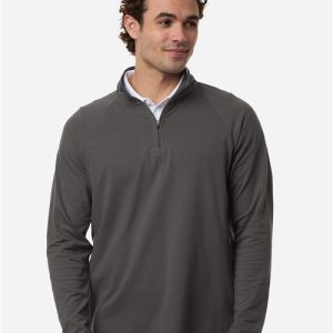 Devon & Jones Men's Seaton Pebble Textured Quarter-Zip Pullover