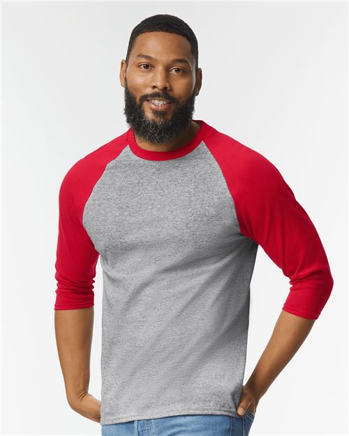 Gildan Unisex Heavy Cotton™ Raglan Three-Quarter Sleeve T-Shirt