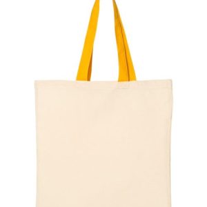 Q-Tees Economical Tote with Contrast-Color Handles