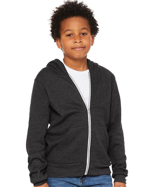 BELLA + CANVAS Youth Sponge Fleece Full-Zip Hoodie Sweatshirt