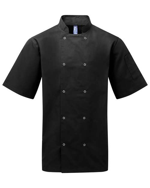 Artisan Collection by Reprime Unisex Ten Studded Front Short Sleeve Chef Coat - Image 2