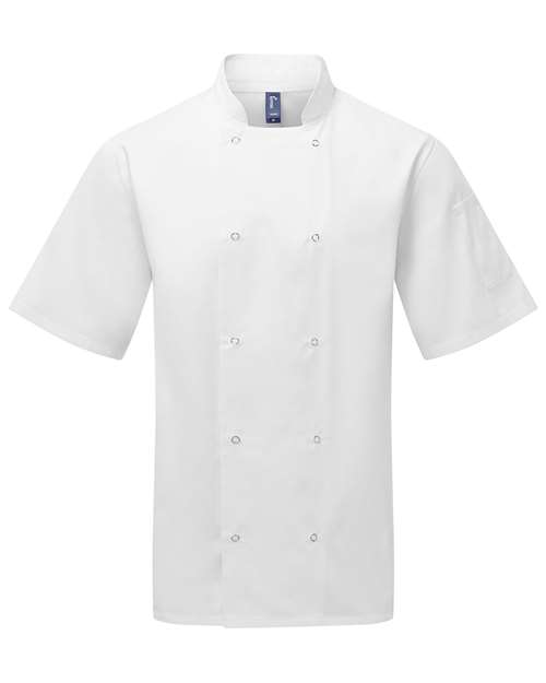 Artisan Collection by Reprime Unisex Ten Studded Front Short Sleeve Chef Coat - Image 3