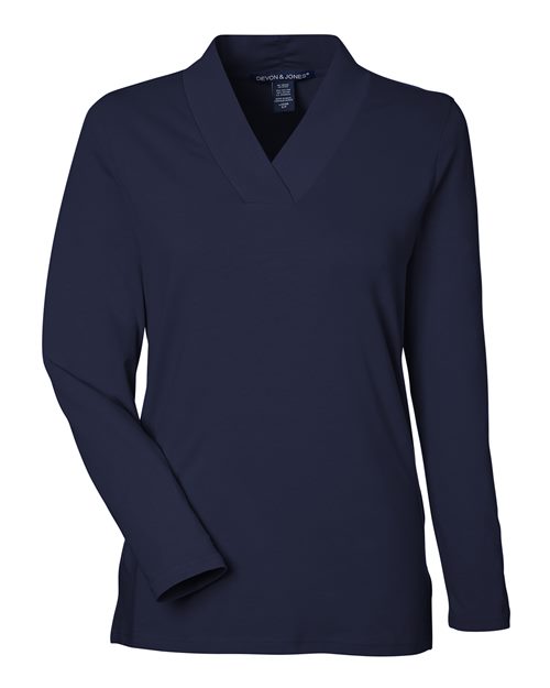 Devon & Jones Women's Raleigh Shawl Collar Knit Top - Image 5