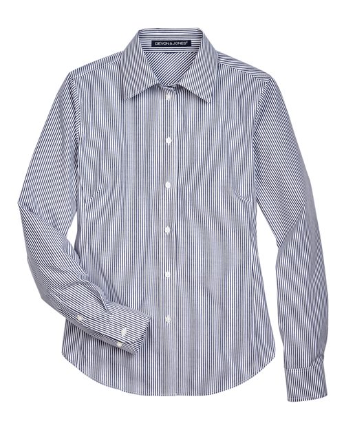 Devon & Jones Women's Crown Collection® Banker Stripe Woven Dress Shirt - Image 3