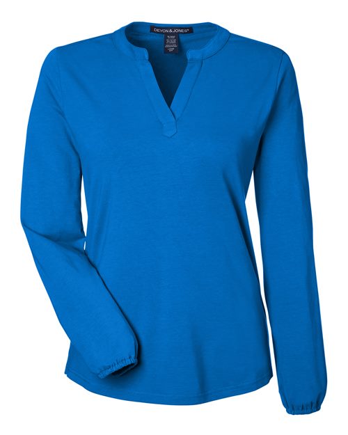 Devon & Jones Women's Raleigh Half-Placket Knit Top - Image 3