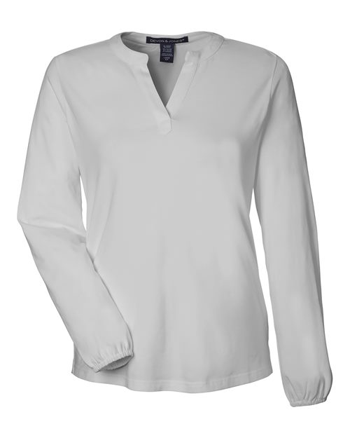 Devon & Jones Women's Raleigh Half-Placket Knit Top - Image 4