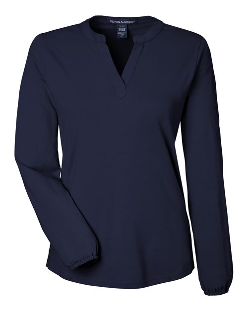 Devon & Jones Women's Raleigh Half-Placket Knit Top - Image 5