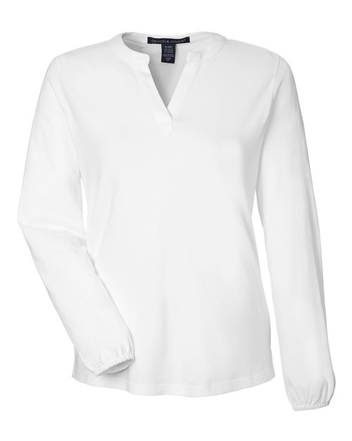 Devon & Jones Women's Raleigh Half-Placket Knit Top - Image 6
