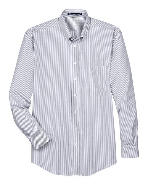 Devon & Jones Men's Crown Collection® Banker Stripe Woven Dress Shirt - Image 3