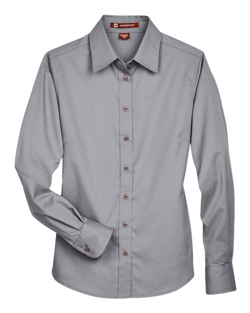 Harriton Women's Easy Blend™ Long Sleeve Twill Dress Shirt with Stain-Release - Image 3