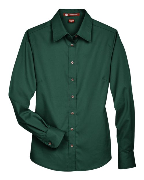 Harriton Women's Easy Blend™ Long Sleeve Twill Dress Shirt with Stain-Release - Image 5