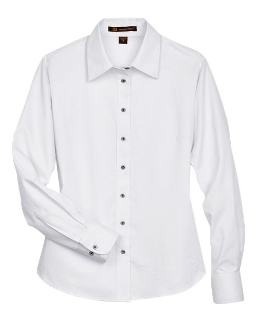 Harriton Women's Easy Blend™ Long Sleeve Twill Dress Shirt with Stain-Release - Image 8