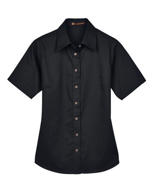 Harriton Women's Easy Blend™ Short Sleeve Twill Dress Shirt with Stain-Release - Image 2
