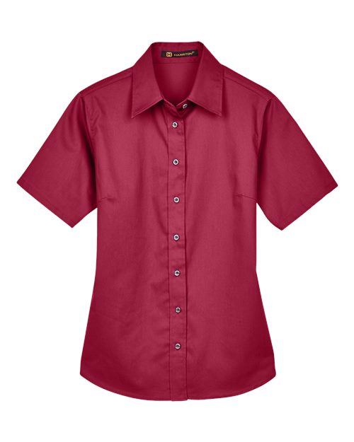 Harriton Women's Easy Blend™ Short Sleeve Twill Dress Shirt with Stain-Release - Image 6