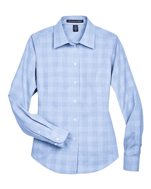 Devon & Jones Women's Crown Collection® Glen Plaid Woven Dress Shirt - Image 3