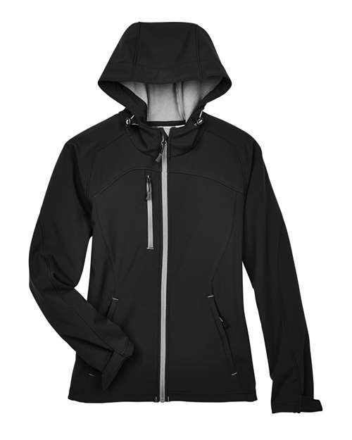 North End Women's Prospect Two-Layer Fleece Bonded Soft Shell Hooded Jacket - Image 2