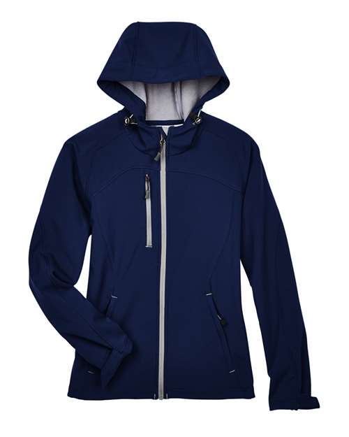 North End Women's Prospect Two-Layer Fleece Bonded Soft Shell Hooded Jacket - Image 3