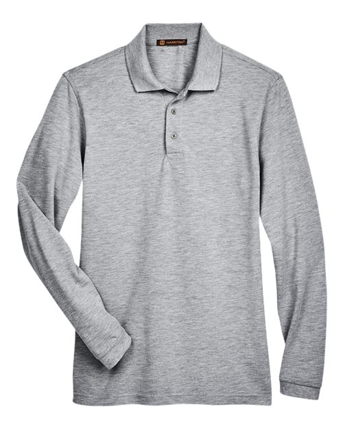 Harriton Men's Easy Blend™ Long Sleeve Polo - Image 3
