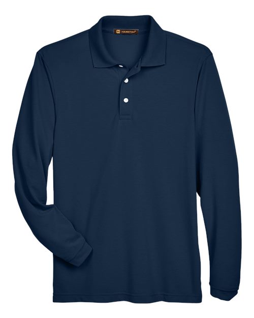 Harriton Men's Easy Blend™ Long Sleeve Polo - Image 4