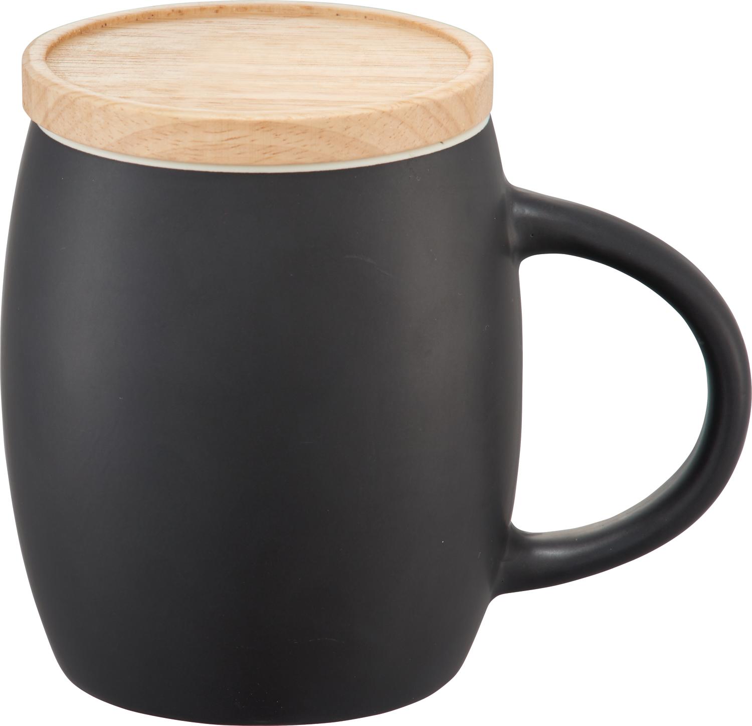 Hearth Ceramic Mug with FSC®100% Wood Lid/Coaster 15oz - Image 4