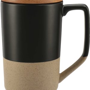 Tahoe Tea & Coffee Ceramic Mug with Wood Lid 16oz