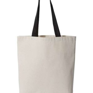 Alternative view of Q-Tees 11L Canvas Tote with Contrast-Color Handles