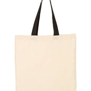 Alternative view of Q-Tees Economical Tote with Contrast-Color Handles