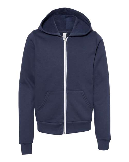 BELLA + CANVAS Youth Sponge Fleece Full-Zip Hoodie Sweatshirt - Image 3