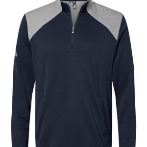 Alternative view of Adidas Men's Textured Mixed Media Quarter-Zip Pullover