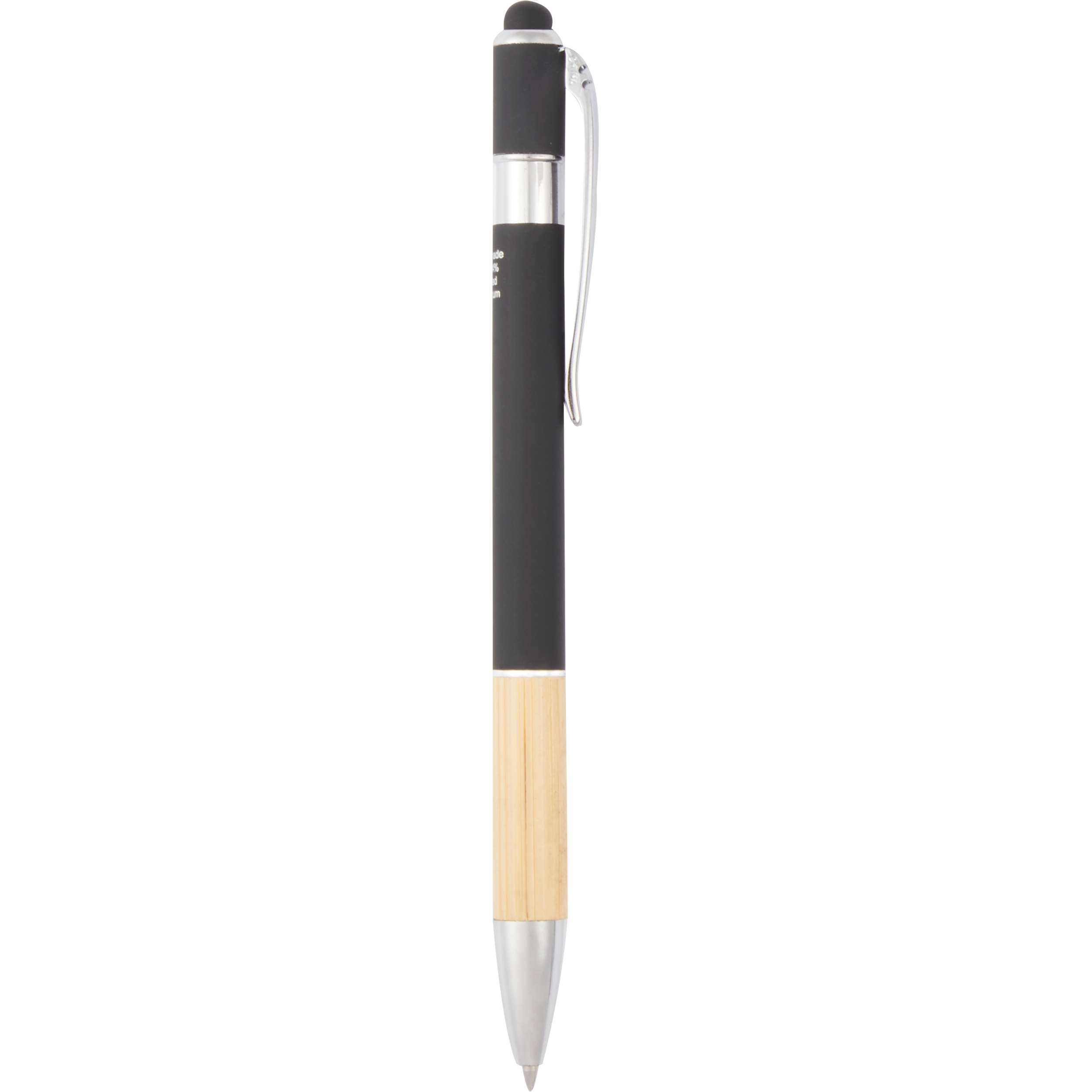 Bamboo and Recycled Aluminum Soft Touch Ballpoint Stylus - Image 4