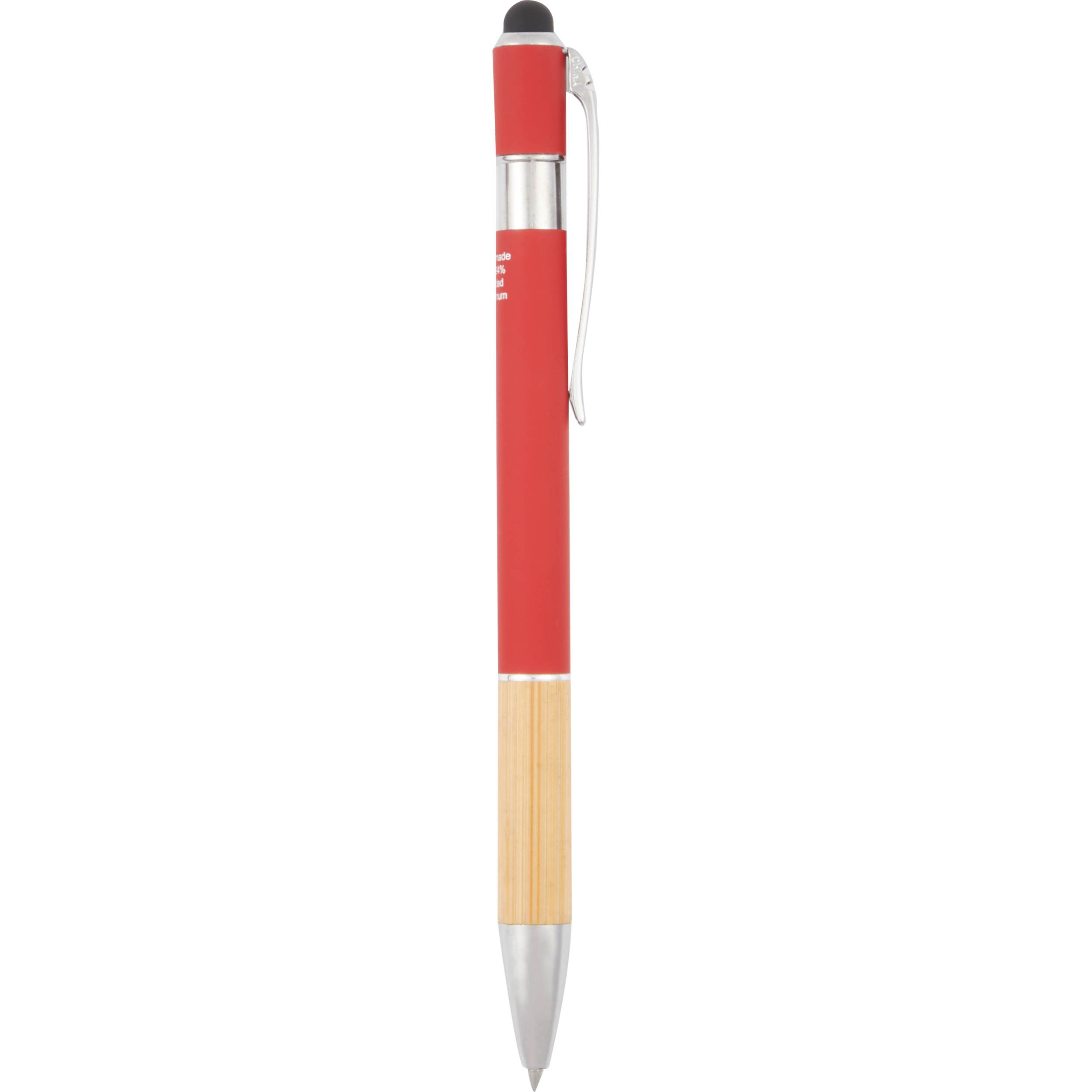 Bamboo and Recycled Aluminum Soft Touch Ballpoint Stylus - Image 6