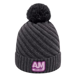 Cuff Toque (Pom Pom 8cm, Women's) — Jacquard cable knit — AJM 1E133L