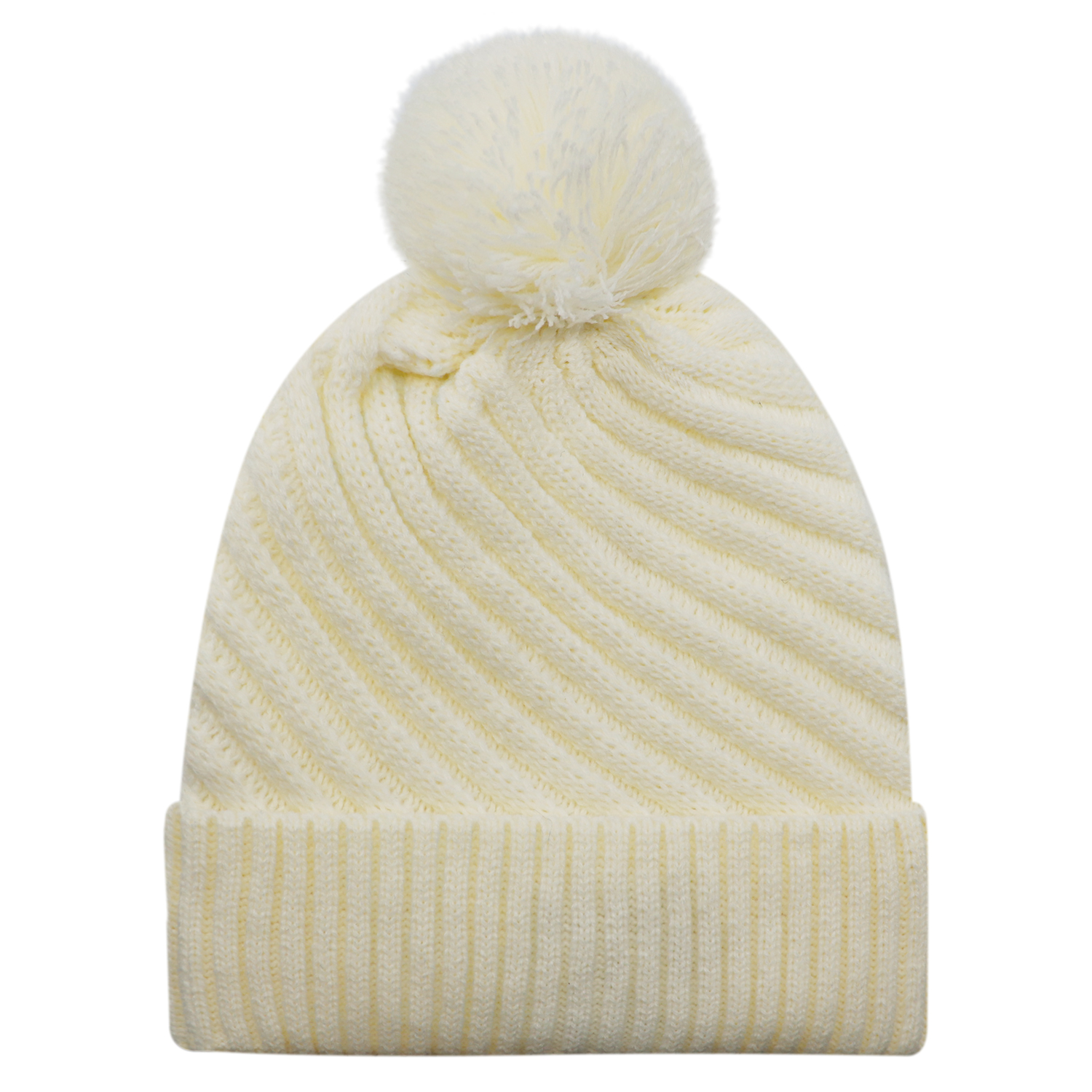 Cuff Toque (Pom Pom 8cm, Women's) — Jacquard cable knit — AJM 1E133L - Image 9