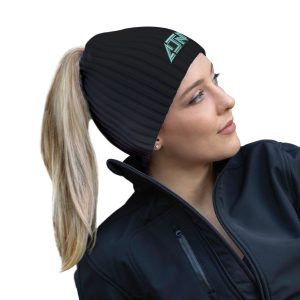 Toque with elasticized Ponytail opening (Women's) — Rib knit — AJM 1K200L
