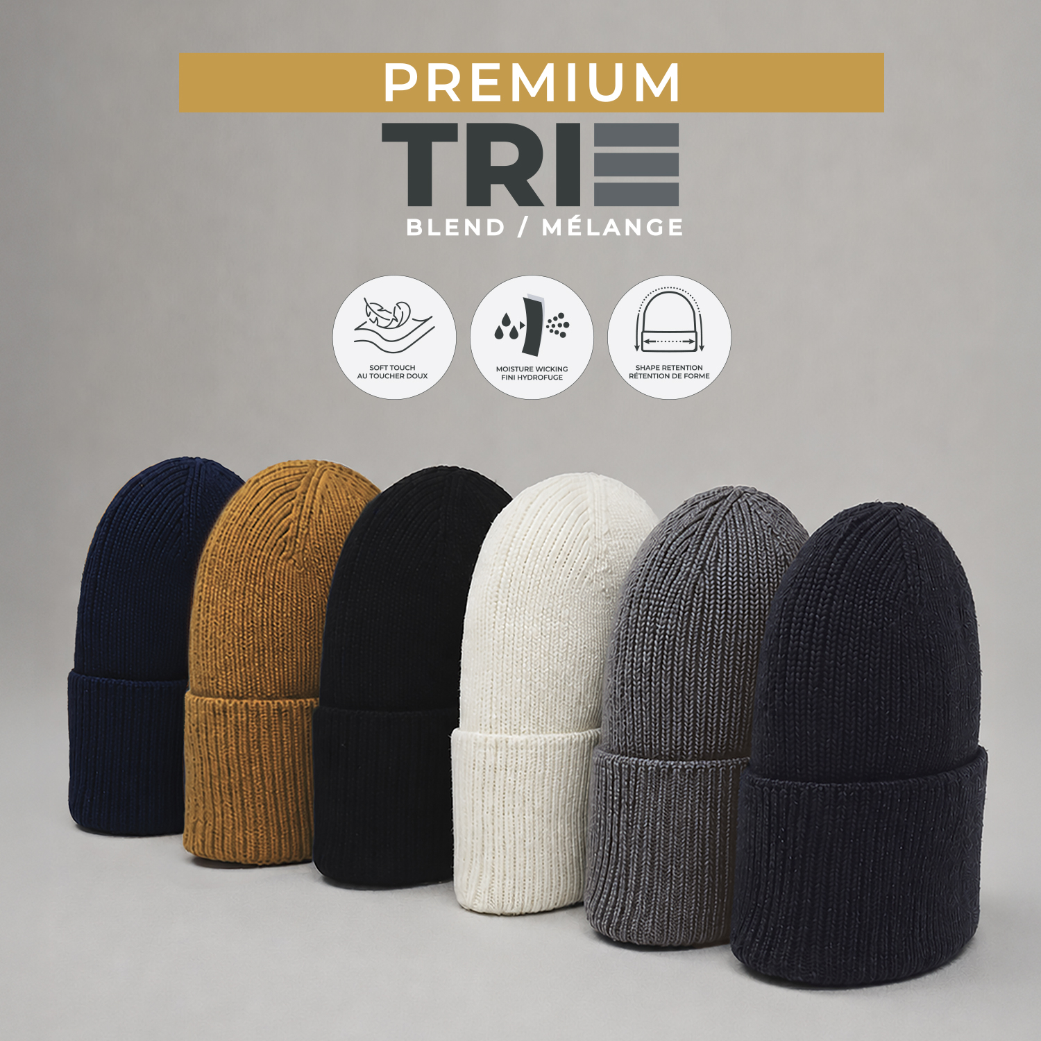 PREMIUM Tri-Blend Cuff Toque with Flat Seams — Rib knit — AJM 1T270M - Image 8