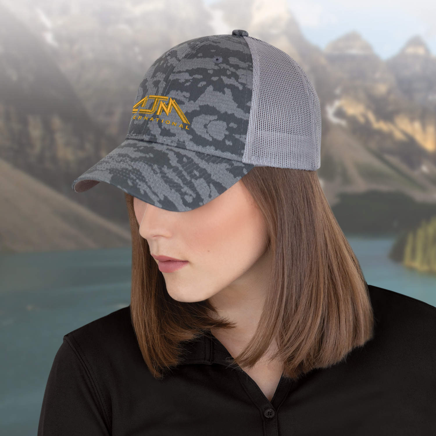 6 Panel Constructed Full-Fit (Urban Camo, Mesh Back) Cap — AJM 3H647M - Image 3