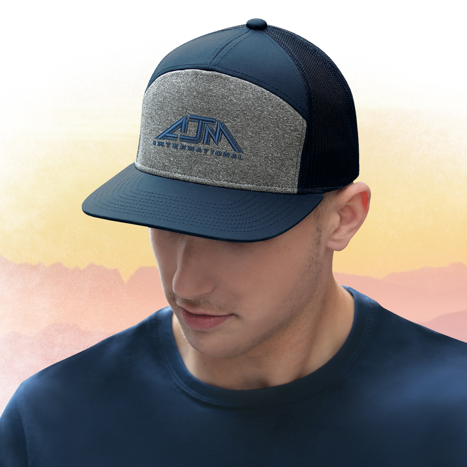7 Panel Constructed Camper Style (Mesh Back) Cap — AJM 4G415M - Image 6