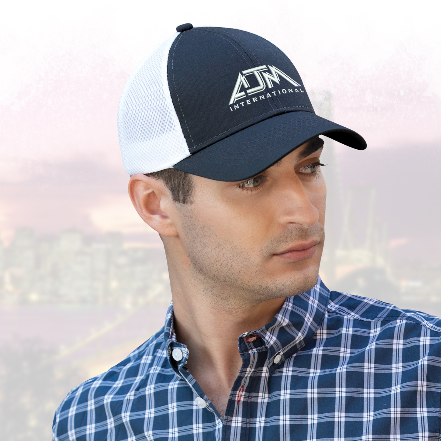 6 Panel Constructed Contour (Mesh Back) Cap — AJM 5A392M - Image 2