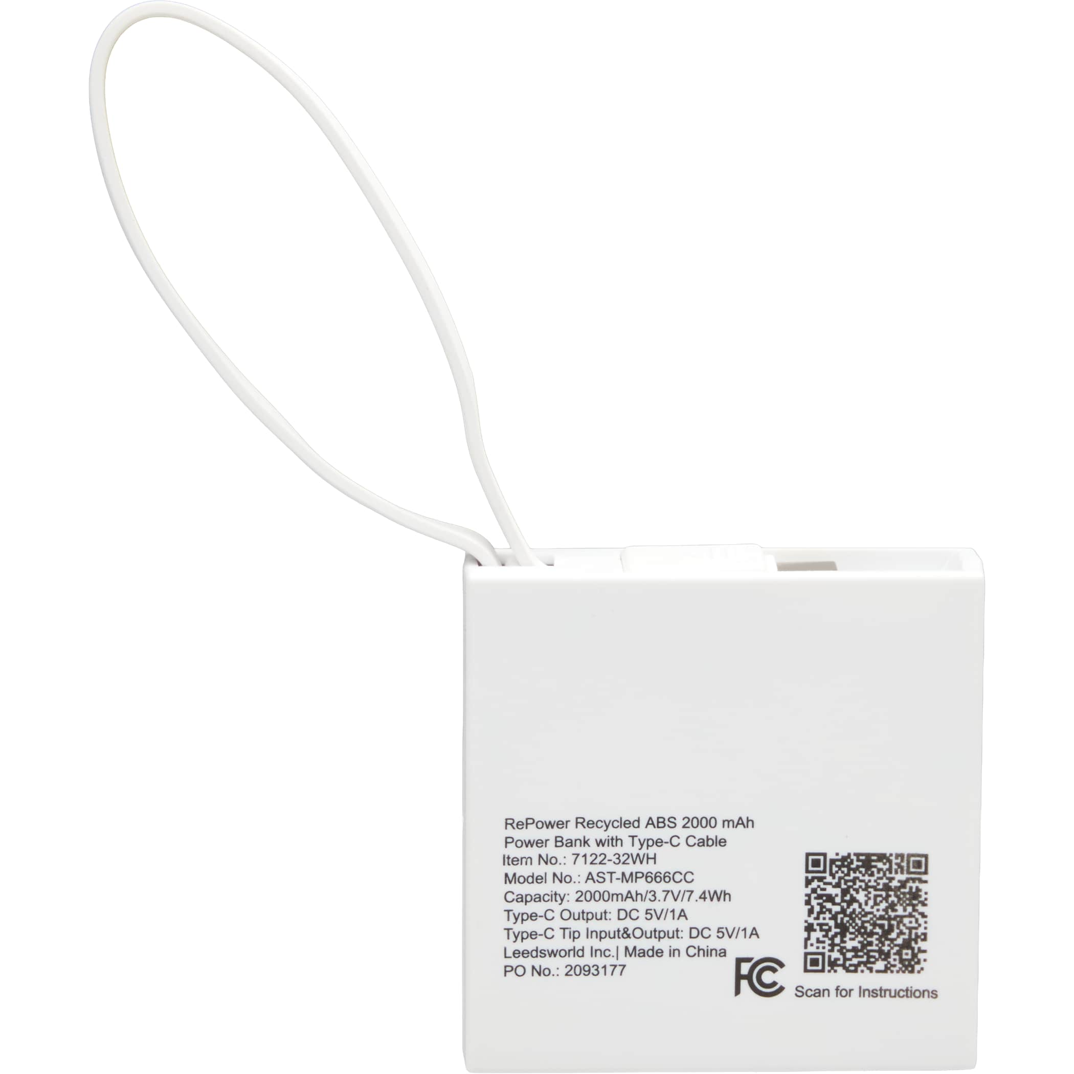 Recycled 2,000 mAh Power Bank with Type-C Cable - Image 13