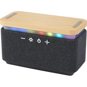 Alternative view of Boost Fabric & FSC® 100% Bamboo Speaker with Wireless Charging Pad