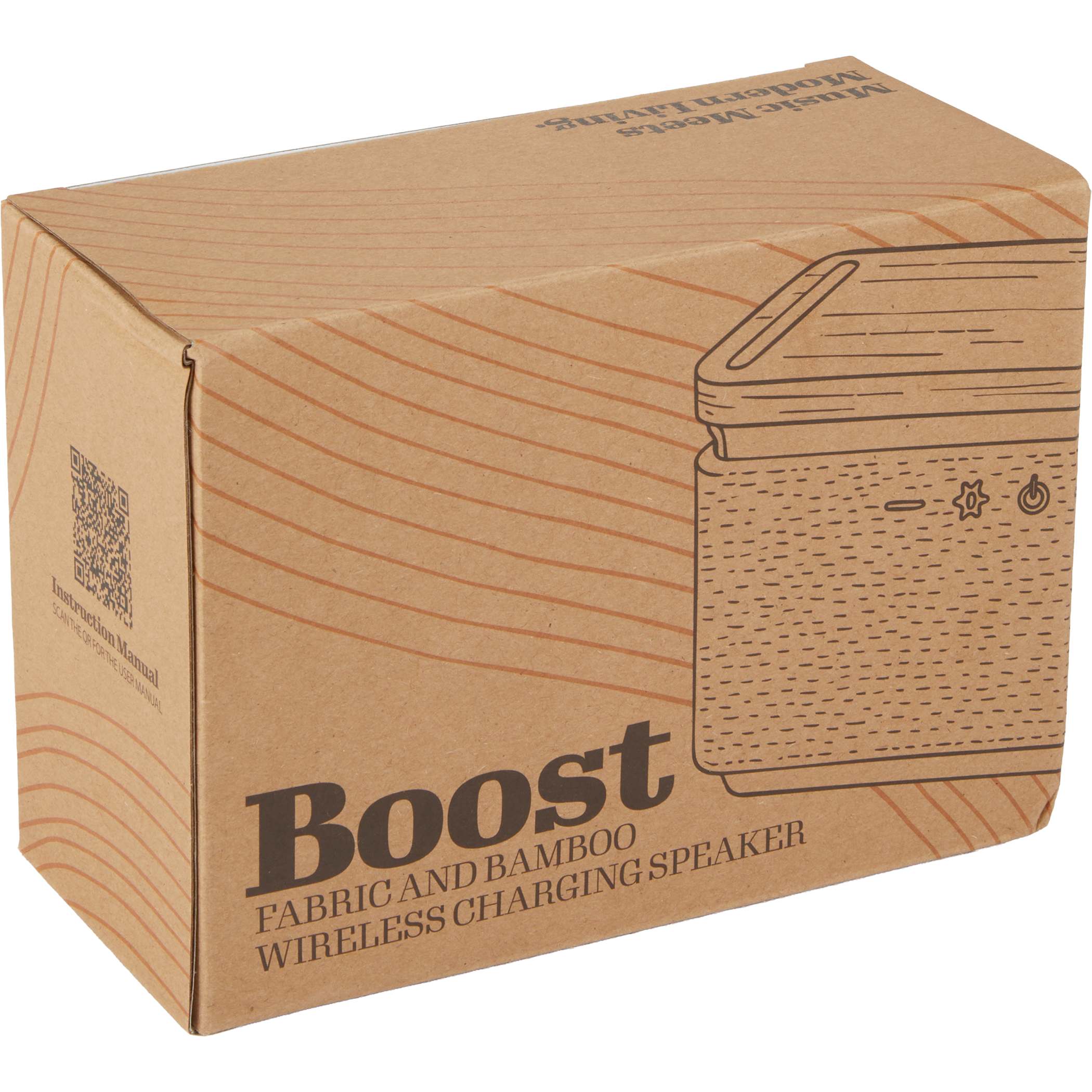 Boost Fabric & FSC® 100% Bamboo Speaker with Wireless Charging Pad - Image 9