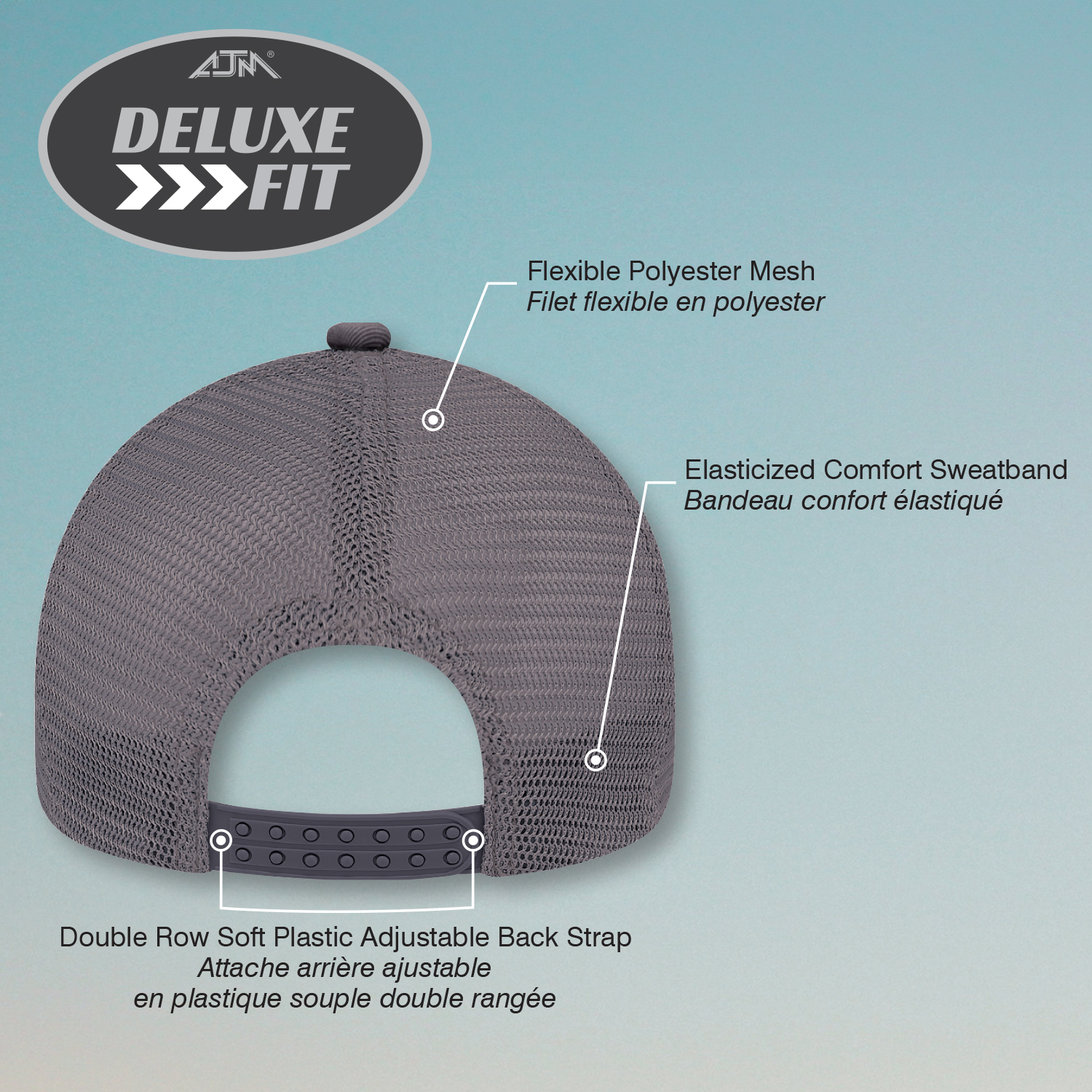 6 Panel Constructed Full-Fit (Mesh Back, Deluxe Fit) Cap — AJM 7M670M - Image 2